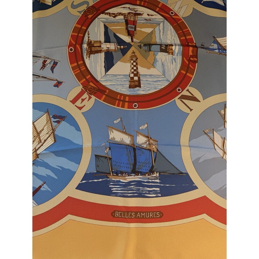 Hermes Belles Amures 90cm Nautical Sailboat Silk Scarf - Picture 4 of 9